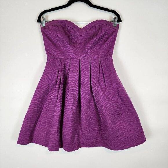 Rebecca Taylor Strapless Silk Blend Zebra Print Dress Mini Dress w/ Pockets Prom - Picture 3 of 15